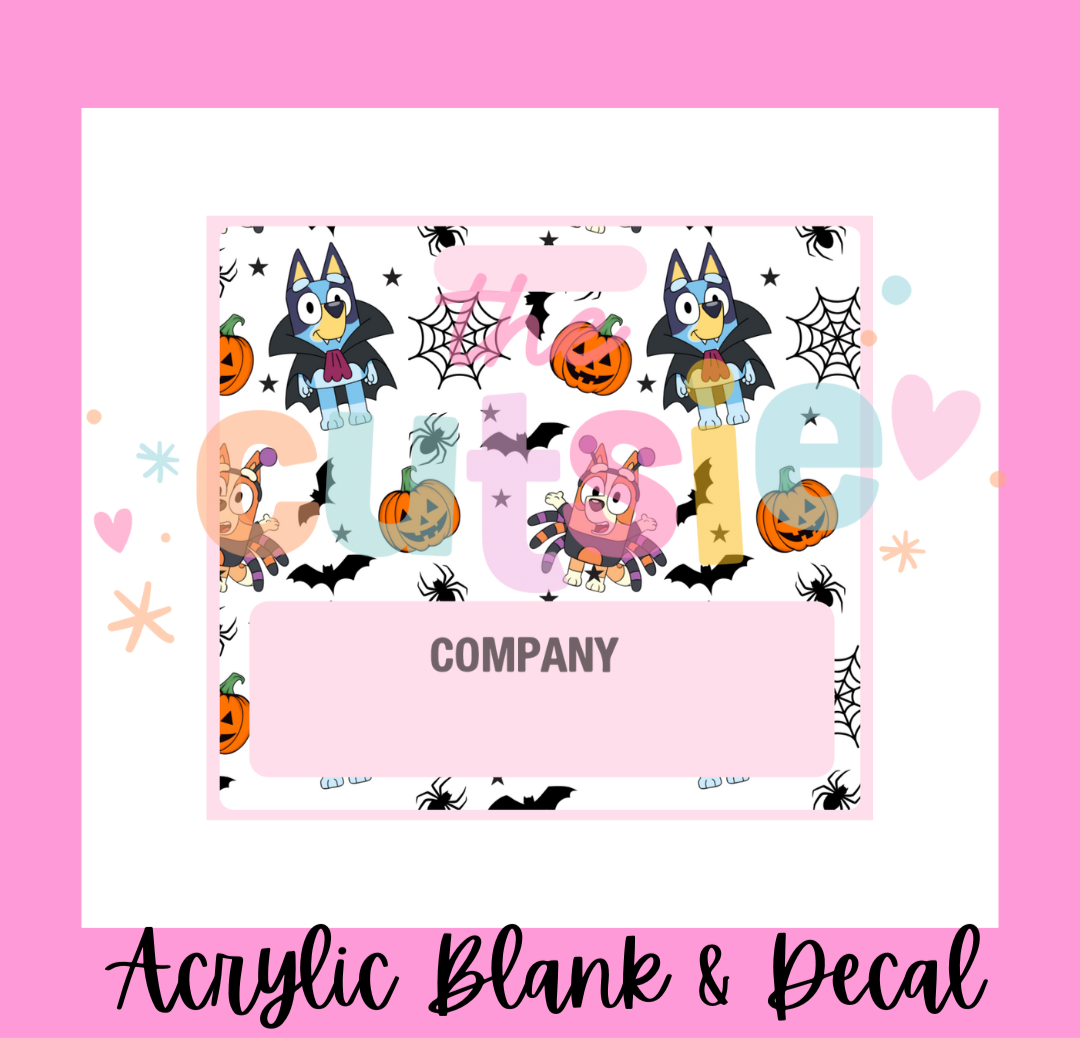 Halloween Bluey & Bingo Badge Buddy Acrylic Blank