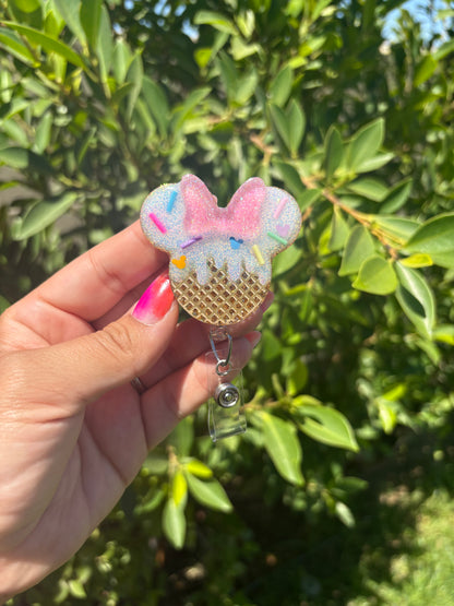 Ice Cream Mouse Badge Reel