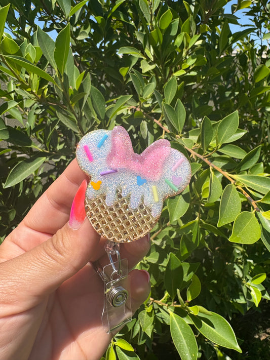 Ice Cream Mouse Badge Reel