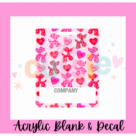 Valentine Balloon Dog Badge Buddy Acrylic Blank